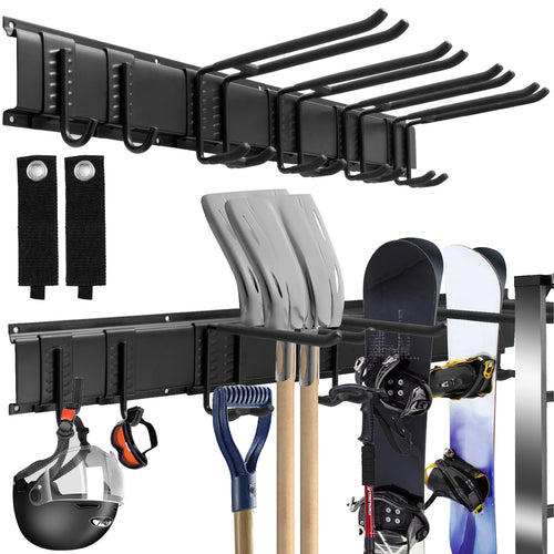 Werkzeug-Wandregal Stahl 80 cm mit 8 Haken für Garage und Garten