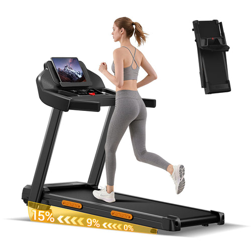 Laufband klappbar mit 15% Steigung für Zuhause, 136 kg