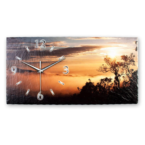 Wanduhr Schiefer Querformat 50x25cm flüsterleises Quarzuhrwerk