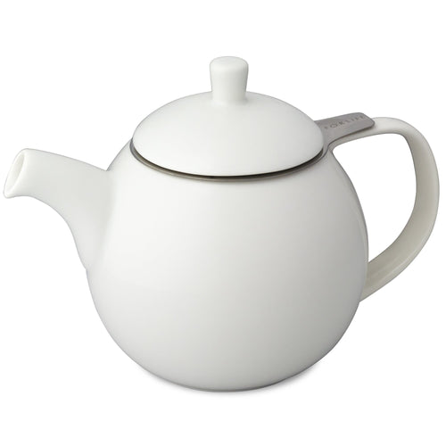 Teekanne mit Edelstahl-Teesieb 0,3 mm Maschenweite 625 ml Keramik weiss