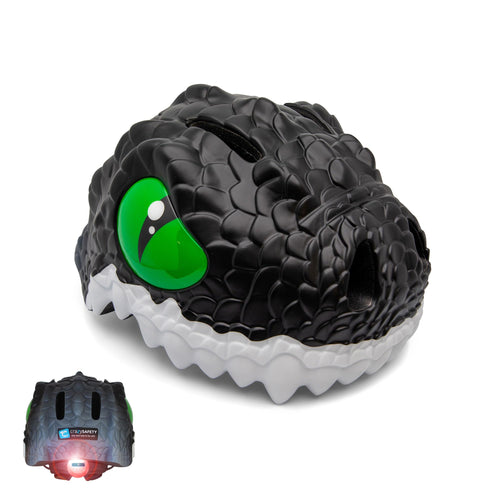 Kinderfahrradhelm Drachen-Design 49-55 cm mit LED-Rücklicht 2-7 J.
