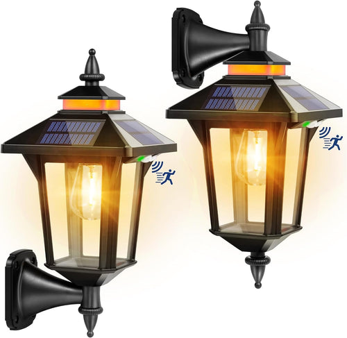 Solar Wandleuchte mit Bewegungsmelder IP65 3 Modi 2er-Set