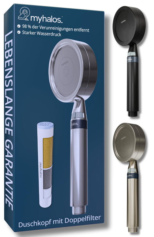 Handbrause mit 3-Stufen-Filter gegen Chlor und Kalk, Chrom