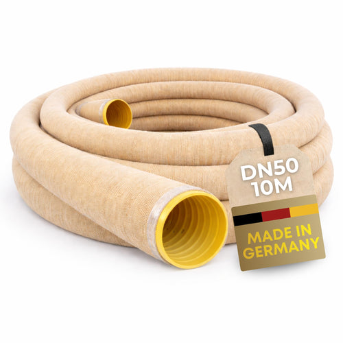 Drainagerohr DN50 10m mit Filtervlies PVC flexibel geschlitzt