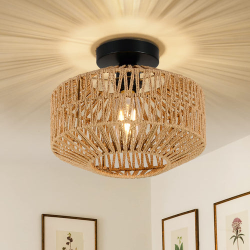 Pendelleuchte Rattan Boho-Stil handgeflochten E27 Ø30cm