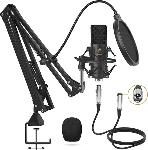 XLR Kondensatormikrofon Set Nierencharakteristik mit Arm und Popfilter