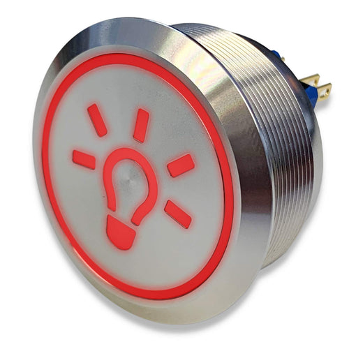 Drucktaster Edelstahl 40mm mit LED-Ring rot tastend IP67 6-24V