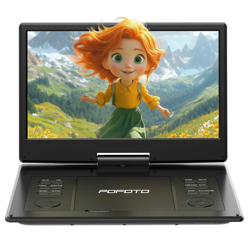 Tragbarer DVD-Player 14,1" HD-Schwenkdisplay 6h Akku zonenfrei