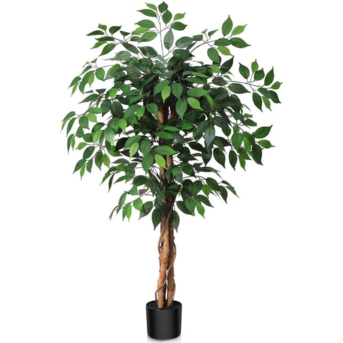 Kunstpflanze Ficusbaum 120 cm mit Naturholzstamm für Innen