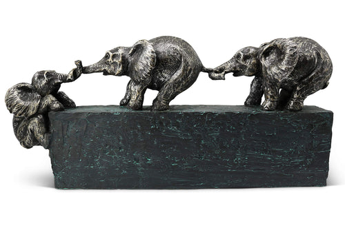 Elefanten-Skulptur Familienbande Marmorit-Harz 43x10x20 cm Deko