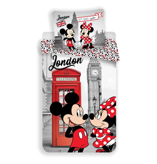 Kinderbettwäsche Mickey & Minnie London Baumwolle 140x200 cm