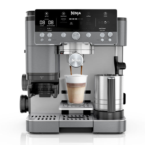 Kaffeemaschine 3-in-1 mit Mahlwerk & Milchaufschäumer Gunmetal