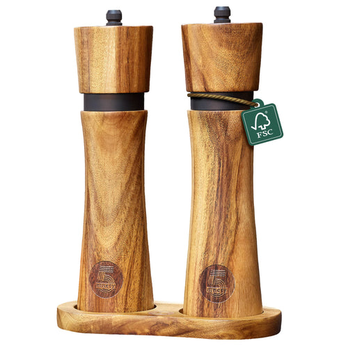 Salz- und Pfeffermühlen Set Akazienholz mit Keramikmahlwerk 21cm