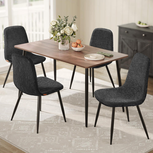 Esszimmerstuhl 4er-Set Chenille & PU Gletschermuster Schiefergrau