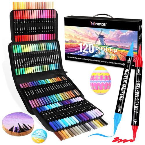 Acrylmarker Set 120 Farben Dual Tip für Papier, Leinwand & Holz