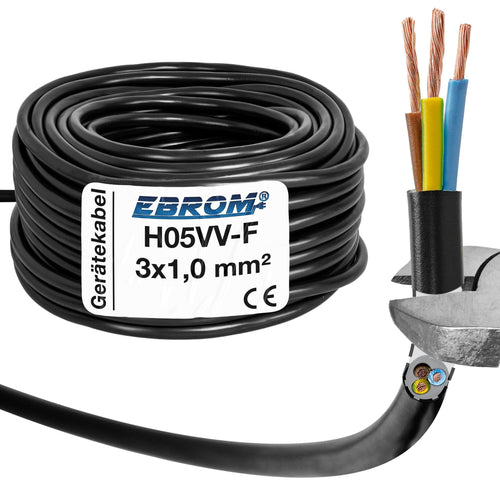 Schlauchleitung H05VV-F 3x1,0 mm² schwarz PVC flexibel 25 m