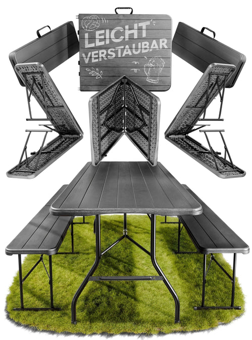 Bierzeltgarnitur klappbar Kunststoff XL 3-teilig für 6-8 Personen