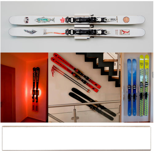 Ski Wandhalterung 360° drehbar Multiplex-Holz weiss