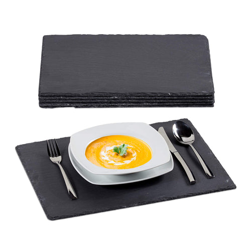 Schieferplatten 6er Set Servierplatte Naturstein 40x30 cm beschriftbar