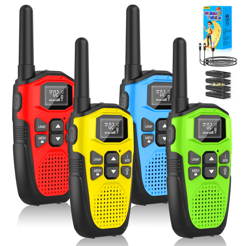 Walkie Talkie Set 4-teilig wiederaufladbar mit Taschenlampe 5km Reichweite