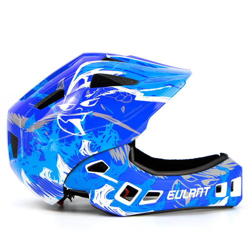 Fullface Fahrradhelm Kinder mit abnehmbarem Kinnschutz 52–56 cm