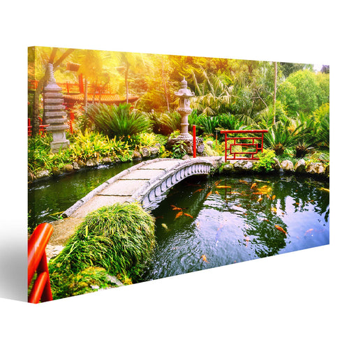 Leinwandbild Japanischer Garten Koi-Teich 100x57 cm Wanddeko