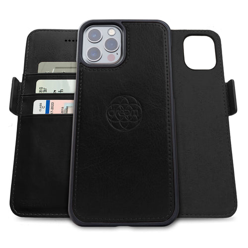Flipcase iPhone 12 Pro Max Kunstleder mit RFID-Schutz, Schwarz