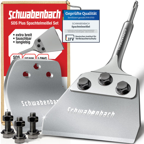 Spachtelmeißel SDS Plus 125x250mm mit Ersatzklinge und Sicherungsmutter