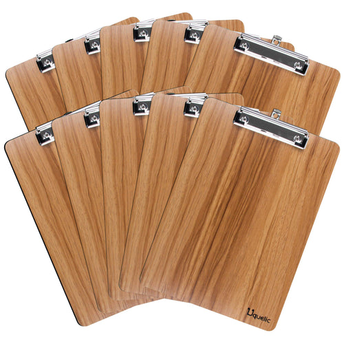 Klemmbrett A4 Holzmaserung mit Metallclip 10er-Set abgerundete Ecken