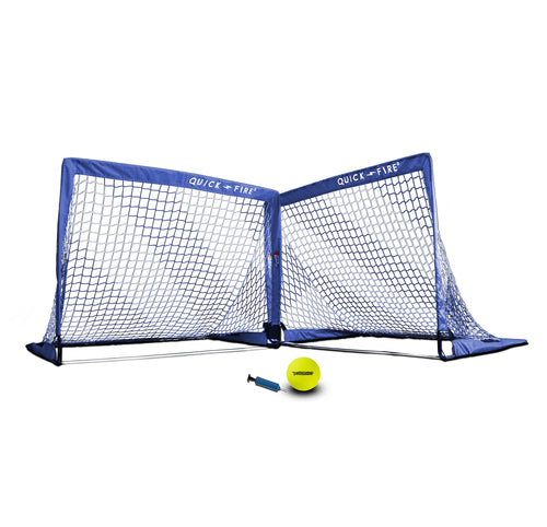 Fussballtor Pop-Up faltbar Fiberglas 180x120 cm 2er-Set Blau/Weiss