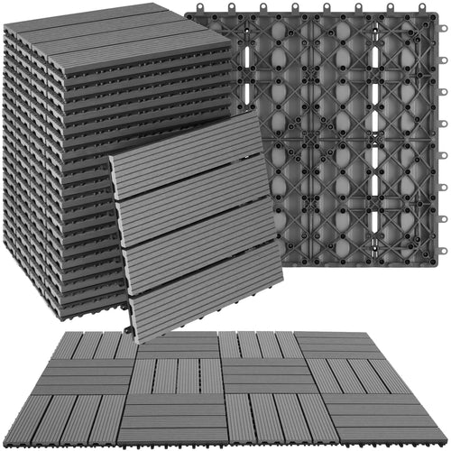 WPC Klickfliesen Holzoptik 31x31 cm 22er Set 2,11 m² grau Balkon Terrasse