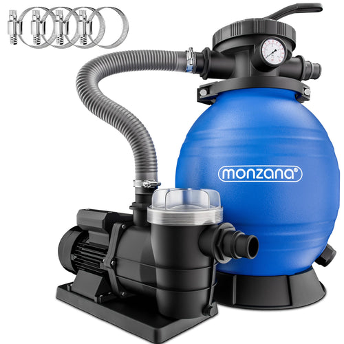 Sandfilteranlage 9600 L/h für Pools bis 30.000 L mit Druckanzeige