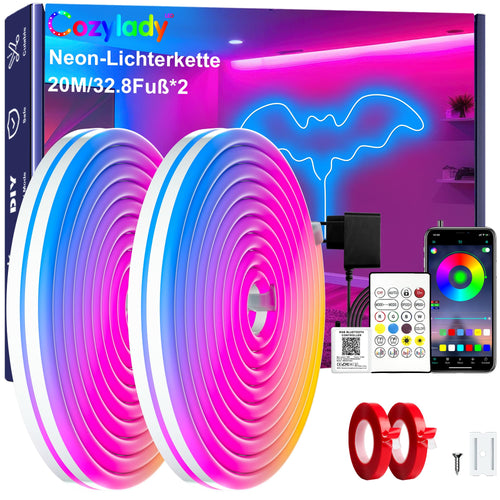 LED Neon Strip RGBIC 20m mit App & Fernbedienung 24V wasserdicht