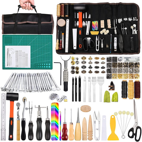 Leder Werkzeug Set 328-teilig mit Tasche fuer Lederhandwerk