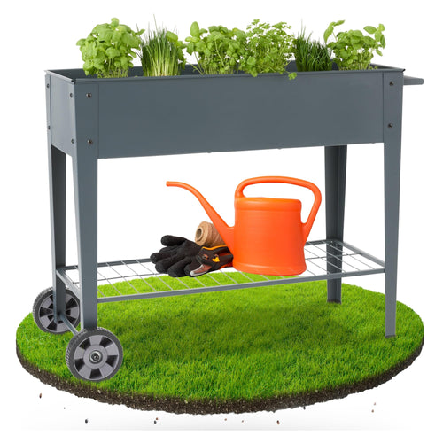 Hochbeet Metall mit Rollen 80 cm Höhe 75 L für Balkon Terrasse
