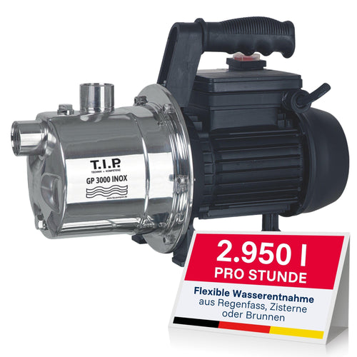 Gartenpumpe Edelstahl 550 W 2950 l/h 42 m Förderhöhe Jet-Pumpe