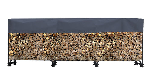 Kaminholzregal Metall Anthrazit 272x25x95 cm mit Schutzhülle 1 m³