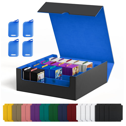 Kartenbox 4-reihig für 2400+ Karten mit 24 Trennern schwarz/blau