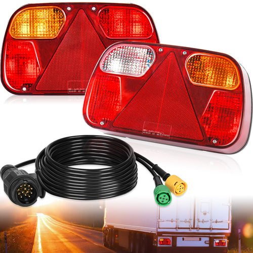 Anhänger Rückleuchten Set 12V 13-polig mit 5m Kabelsatz E11