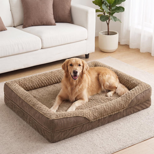 Orthopädisches Hundebett XL Memory Foam mit Rand, 107x81x19cm