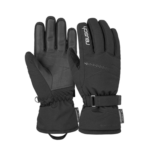 Damen Winterhandschuhe wasserdicht warm Softshell schwarz-silber