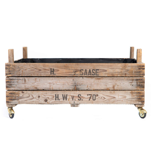 Rollbares Hochbeet aus Zwiebelsieben Holz 75x51x37,5 cm Vintage