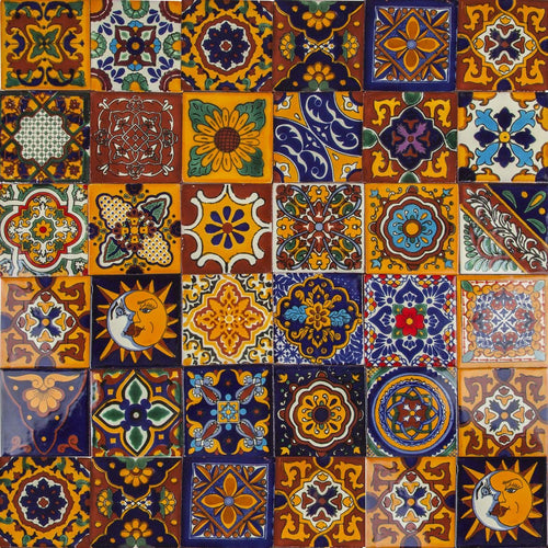 Keramikfliesen Mexikanisch Handgefertigt Talavera 10,5x10,5 cm 30er-Set