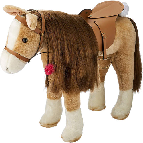 Plüschpferd mit Sattel und kämmbarer Mähne für Puppen bis 50 cm