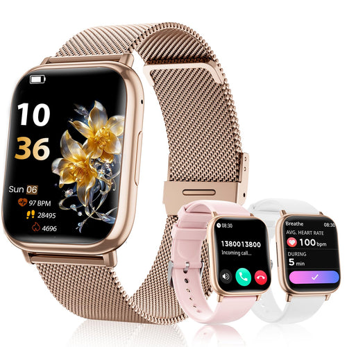 Smartwatch Damen 1,83" HD mit Telefonfunktion 3 Armbänder IP68