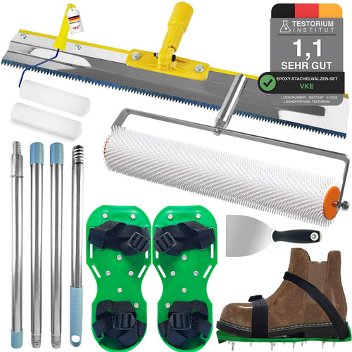 Bodenbeschichtung Werkzeug-Set 6-teilig mit Stachelwalze und Nagelschuhen