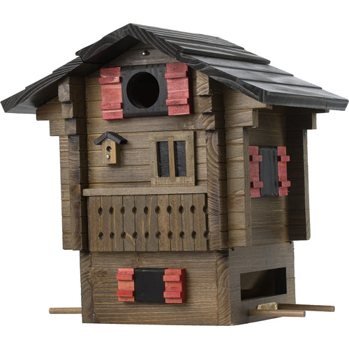 Vogelhaus und Vogelfutterspender 2-in-1 Massivholz Garten Multiholk