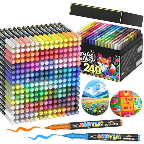 Acrylstifte Set 240 Farben wasserfest für Stein, Holz, Glas