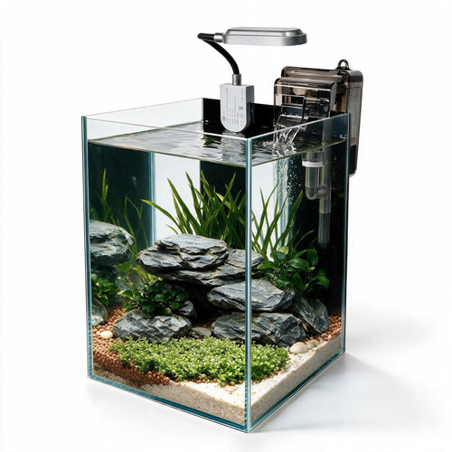 Nano-Aquarium Glas 5,5 L mit LED und Filter fuer Aquascape