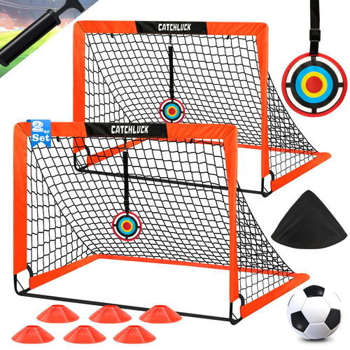 Fussballtor-Set Pop-Up 2er mit Ball, Kegel und Tasche für Kinder